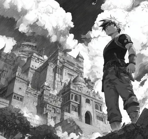 热血漫画分类封面，主角战斗时的动态画面
